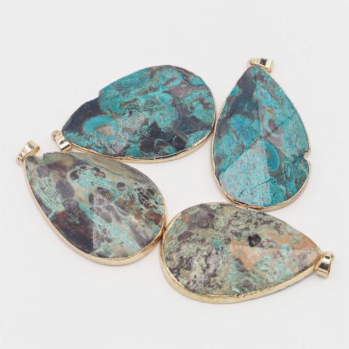 Poludrago kamenje Privjesci Nakit, Ocean Jasper, Suza, zlatna boja pozlaćen, možete DIY, više boja za izbor, 56x37x8mm, Prodano By PC
