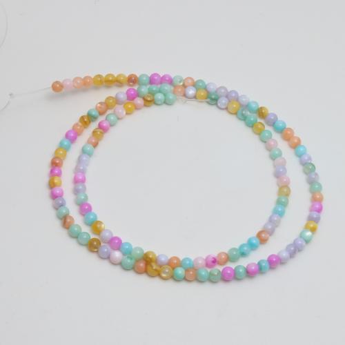 الخرز الملونة الطبيعية شل, قذيفة, جولة, مصبوغ & ديي, المزيد من الألوان للاختيار, 3mm, تقريبا 123أجهزة الكمبيوتر/حبلا, تباع بواسطة حبلا