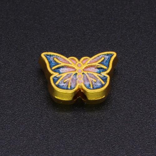 Zinc Alloy Spacer perler, Butterfly, du kan DIY & emalje, flere farver til valg, 14x9mm, Hole:Ca. 2mm, Solgt af PC