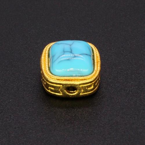 Zinc Alloy Spacer perler, med turkis, Square, du kan DIY, 10x10mm, Hole:Ca. 2mm, Solgt af PC