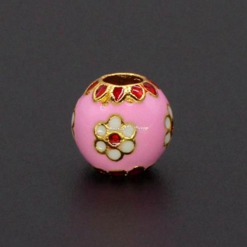 Perles en alliage Zinc cloisonné imitation, laiton, Rond, DIY & émail, plus de couleurs à choisir, 10x9mm, Trou:Environ 4mm, Vendu par PC