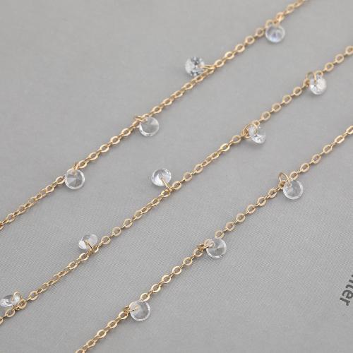 Brass Ukrasna Chain, Mesing, 14K pozlatom, možete DIY & s kubni cirkonij, Prodano By m