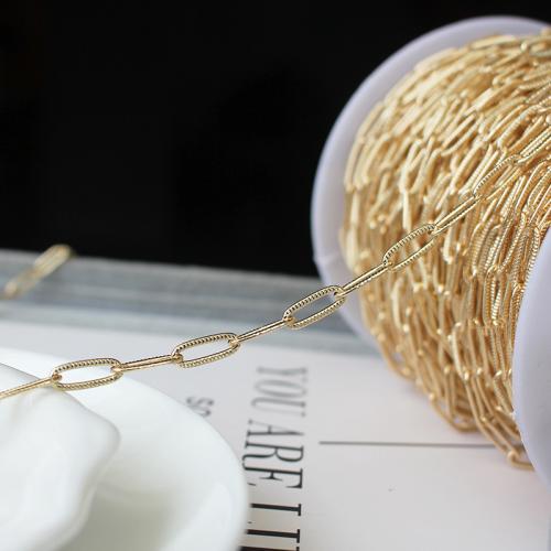 Cadeia de colar de latão, cobre, Banhado a ouro 14K, DIY & Cadeia de retângulo, 4.50x11.50mm, vendido por m