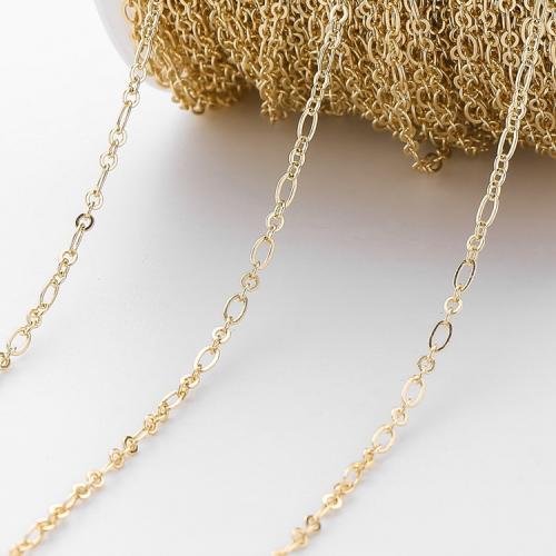 Mjedeni figarski lanac, Mesing, 14K pozlatom, možete DIY & ovalni lanac, 2.50mm, Prodano By m