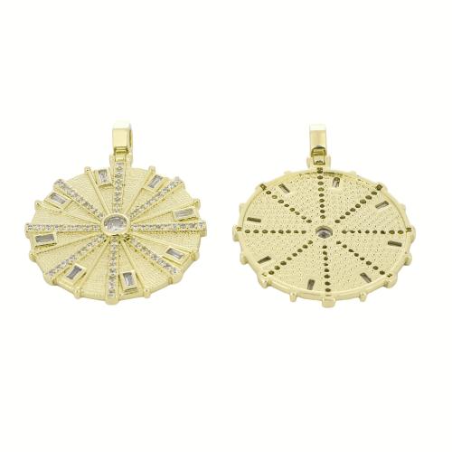 Kubni cirkonij Micro Pave Brass Privjesak, Mesing, zlatna boja pozlaćen, možete DIY & micro utrti kubni cirkonij, 40x31x2mm, Prodano By PC