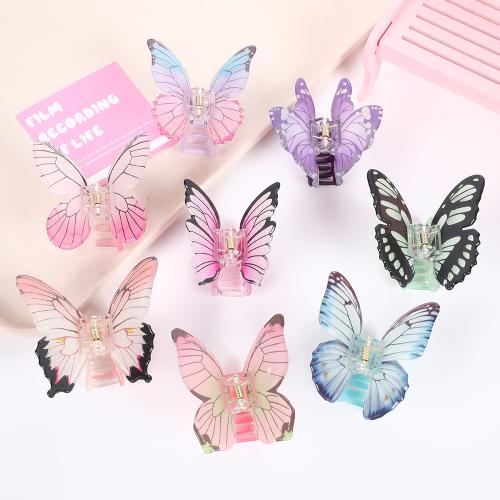 Acrylic Hair Claw Clip Butterfly plated fashion jewelry & for woman 80mm Sold By PC