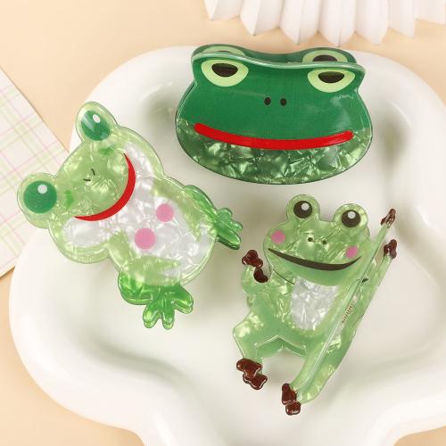 Acrylic Hair Claw Clip Frog plated fashion jewelry & for woman green Sold By PC