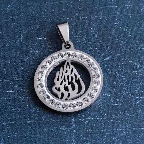 Titanium Privjesci, Titanium Čelik, Stan Okrugli, možete DIY & s Rhinestone, izvorna boja, 20x23x1.80mm, Prodano By PC