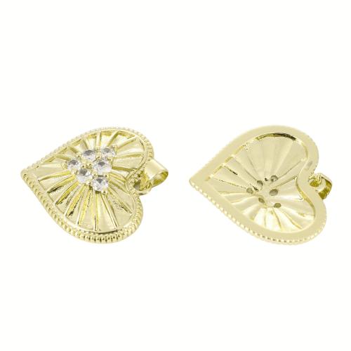 Befestigter Zirkonia Messing Anhänger, Herz, goldfarben plattiert, DIY & Micro pave Zirkonia, 29x26x6mm, verkauft von PC