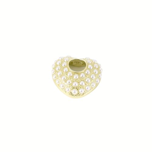 Messing Schmuckperlen, mit Kunststoff Perlen, Herz, goldfarben plattiert, DIY, 17x19x6mm, verkauft von PC