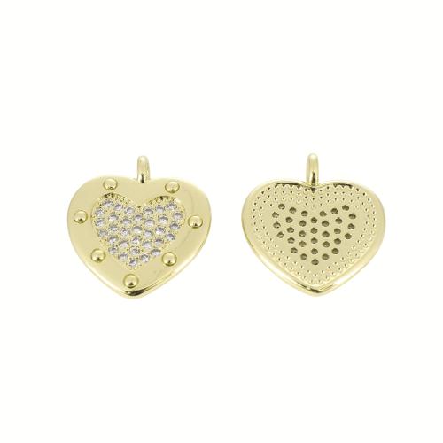 Befestigter Zirkonia Messing Anhänger, Herz, goldfarben plattiert, DIY & Micro pave Zirkonia, 22x20x3mm, verkauft von PC