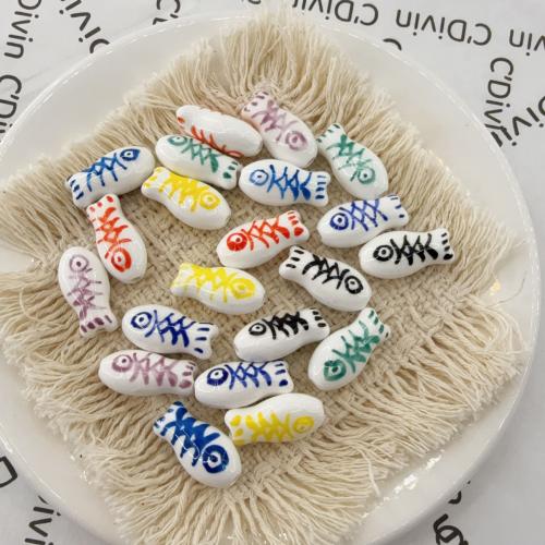 PorseleinJuwelen Beads, Porselein, Vis, hand tekenen, DIY, meer kleuren voor de keuze, 10x20x8mm, Gat:Ca 2mm, 100pC's/Bag, Verkocht door Bag