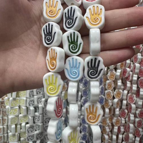 Contas de joias de porcelana, Mão, feito à mão, DIY & padrão de mau-olhado, Mais cores pare escolha, 15mm, vendido por PC