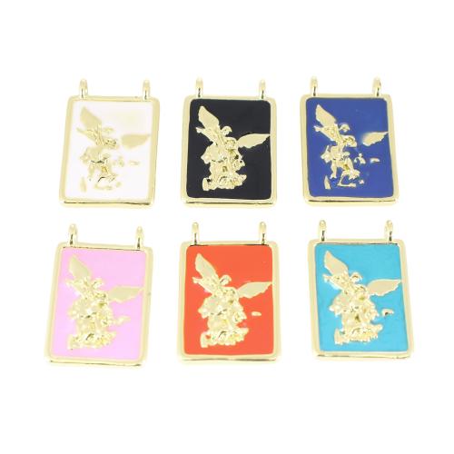 Brass Korut Riipukset, Messinki, Suorakulmio, kullan väri kullattu, tee-se-itse & emali, enemmän värejä valinta, 19x12x3mm, Myymät PC