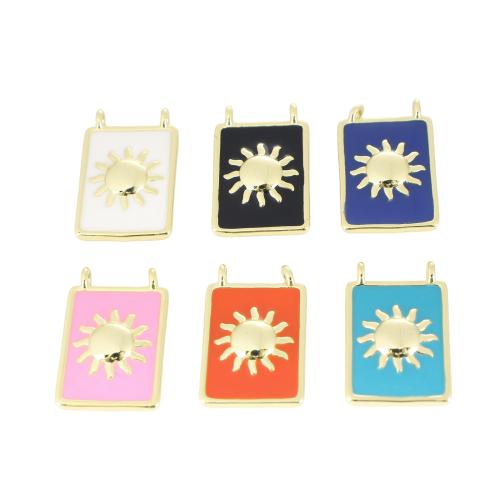 Brass Korut Riipukset, Messinki, Suorakulmio, kullan väri kullattu, tee-se-itse & emali, enemmän värejä valinta, 19x12x3mm, Myymät PC