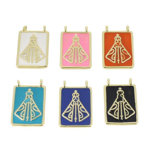 Brass Korut Riipukset, Messinki, Suorakulmio, kullan väri kullattu, tee-se-itse & emali, enemmän värejä valinta, 19x12x3mm, Myymät PC