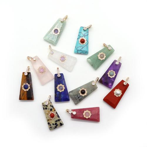 Gemstone Pendants Jewelry with Brass Trapezium DIY & with rhinestone Sold By PC