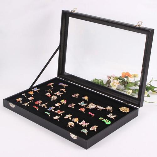 PU Leather Multifunctional Jewelry Box with Flocking Fabric & Wood Rectangle dustproof Sold By PC