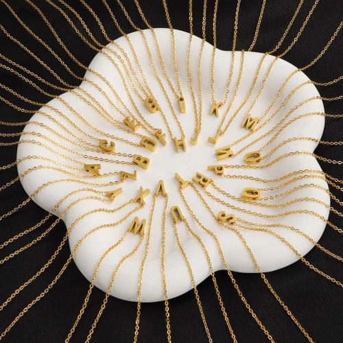 Titanium Steel Necklace Alphabet Letter plated Unisex Length Approx 45 cm Sold By PC