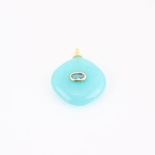 Gemstone Vedhæng Smykker, Messing, med Ædelsten, du kan DIY, 26x21x7mm, Solgt af PC