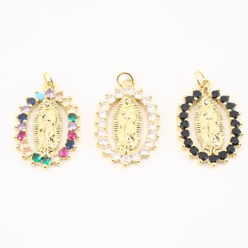 Cilindrata Zircone micro pavimenta il pendente di ottone, placcato color oro, DIY & Micro spianare cubic zirconia, nessuno, 30x18x4mm, Venduto da PC