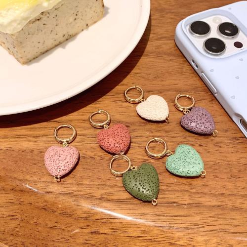 Lava Huggie Hoop Drop Earring, med Zinc Alloy, Heart, mode smykker & for kvinde, flere farver til valg, 40mm, Solgt af par