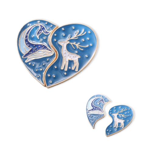 Zinc Alloy Brooch Heart plated Unisex & enamel Sold By PC