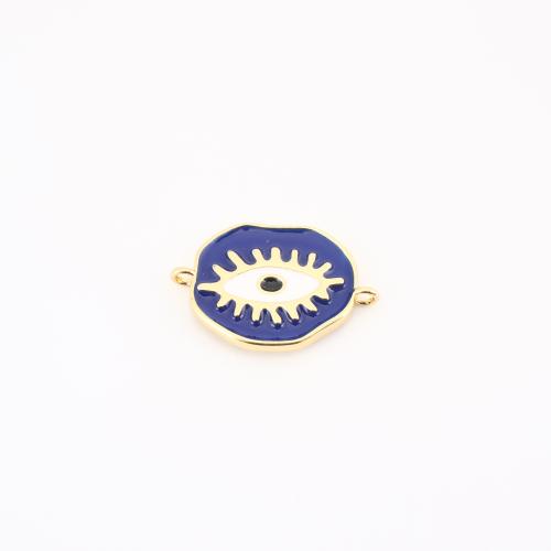 Brass Jewelry Connector Evil Eye gold color plated DIY & enamel Sold By PC