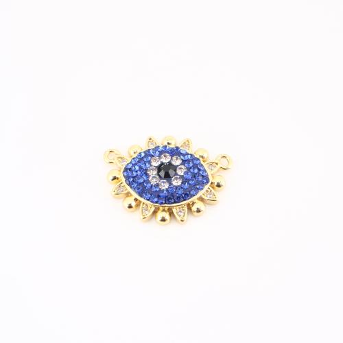 Cubic Zirconia Micro Pave Latão Connector, cobre, olho, cromado de cor dourada, DIY & micro pavimento em zircônia cúbica, 22x16x4mm, vendido por PC