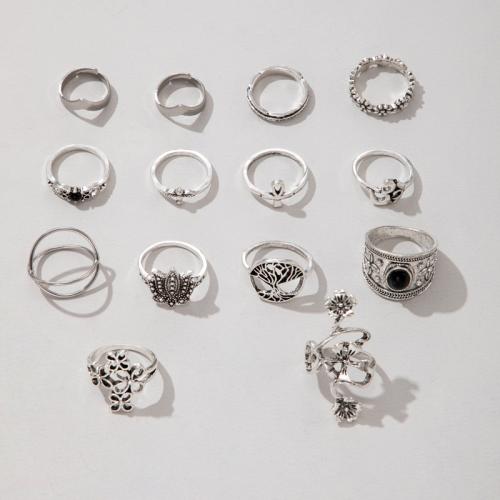 Zinc Alloy Ring Set plated vintage & for woman & hollow Sold By Set