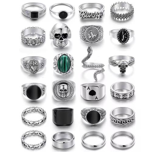 Zinklegierung Ring Set, plattiert, Punk-Stil & unisex & verschiedene Stile für Wahl & Emaille & hohl, Größe:4-10, verkauft von setzen