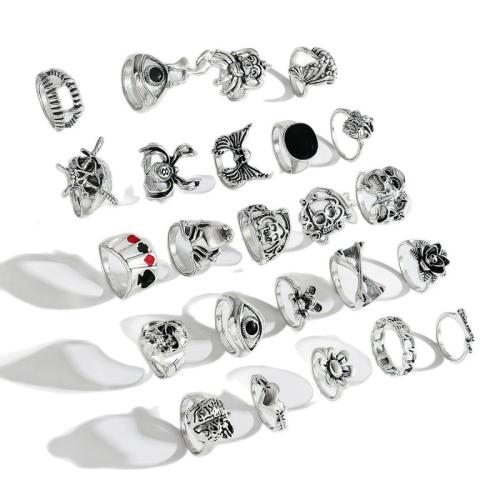Zinklegierung Ring Set, plattiert, Punk-Stil & unisex & verschiedene Stile für Wahl & Emaille, Größe:4-8, verkauft von setzen
