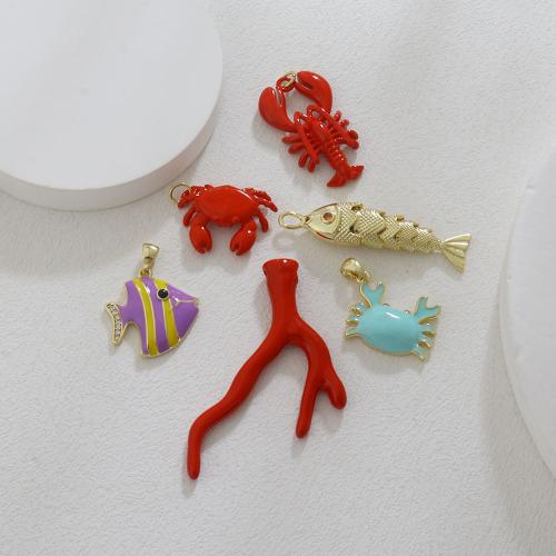 Mosaz Šperky Přívěsky, barva pozlacený, oceán konstrukce & DIY & různé styly pro výběr & smalt & s drahokamu, Prodáno By PC