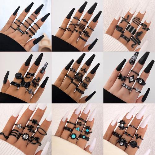 Zinklegierung Ring Set, Spritzlackierung, unisex & verschiedene Stile für Wahl & mit Strass, verkauft von setzen