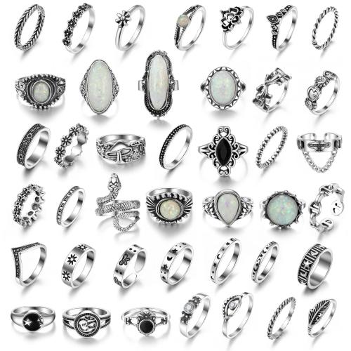 Sinc Alloy Ring Socraigh, le turquoise & Roisín, plátáilte, seanré & unisex & stíleanna éagsúla do rogha & cruan, Díolta De réir Socraigh