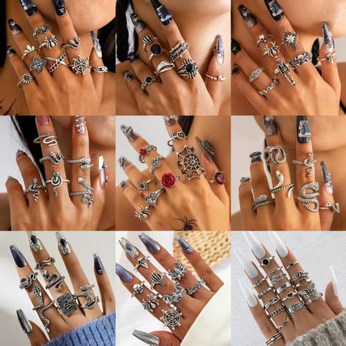 Zinc Alloy ring Set, med Resin, forgyldt, Vintage & Unisex & forskellige stilarter for valg, Solgt af sæt