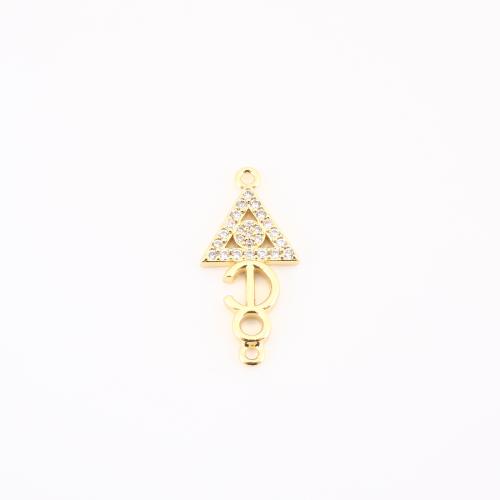 Kuutio Zirkonia Mikro Paven Messinki riipus, kullan väri kullattu, tee-se-itse & Micro Pave kuutiometriä zirkonia, 24x11x2mm, Myymät PC