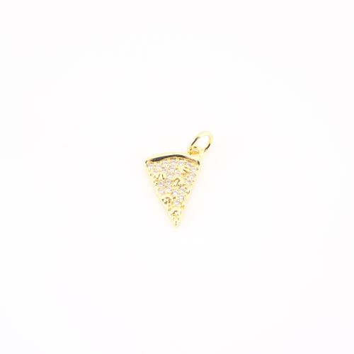 Cilindrata Zircone micro pavimenta il pendente di ottone, Pizza, placcato color oro, DIY & Micro spianare cubic zirconia, 18x10x2mm, Venduto da PC