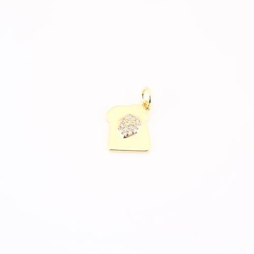 Cubic Zirconia Micro Pave Brass Pendant Bread gold color plated DIY & micro pave cubic zirconia Sold By PC