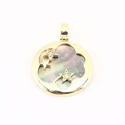 Shell Privjesci, Mesing, s Školjka, zlatna boja pozlaćen, možete DIY & micro utrti kubni cirkonij & šupalj, 38x28x6mm, Prodano By PC