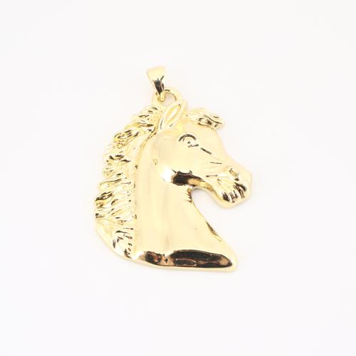 Brass Jewelry Pendants Horse gold color plated DIY Sold By PC