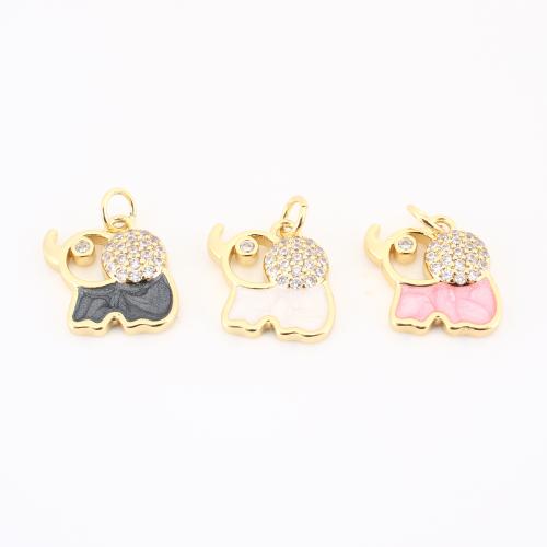 Цирконий Micro Pave латунь подвеска, Латунь, плакирован золотом, DIY & инкрустированное микро кубического циркония & эмаль, Много цветов для выбора, 18x14x4mm, продается PC