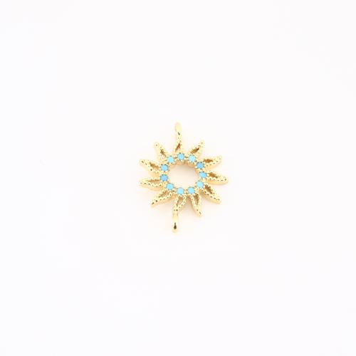 Цирконий Micro Pave латунь подвеска, Латунь, плакирован золотом, DIY & инкрустированное микро кубического циркония & отверстие, 20x15x3mm, продается PC
