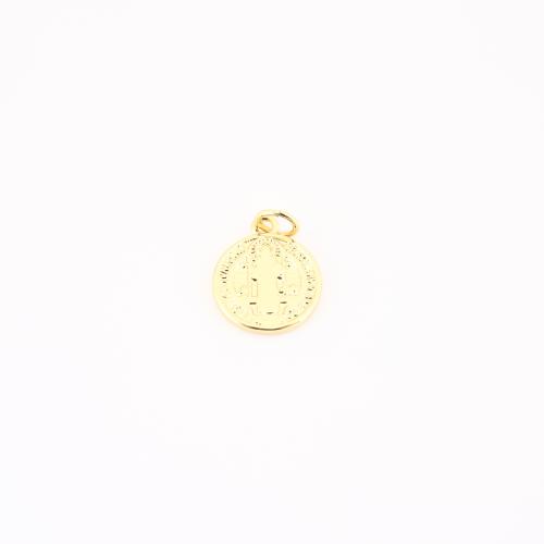 Mässing Smycken Hängen, Flat Round, guldfärg pläterade, DIY, 16x12x1mm, Säljs av PC