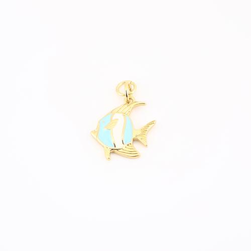 Brass Jewelry Pendants Fish gold color plated DIY & enamel Sold By PC