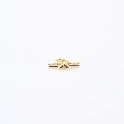 Цирконий Micro Pave латунь подвеска, Латунь, плакирован золотом, DIY & инкрустированное микро кубического циркония, 9x15x4mm, продается PC