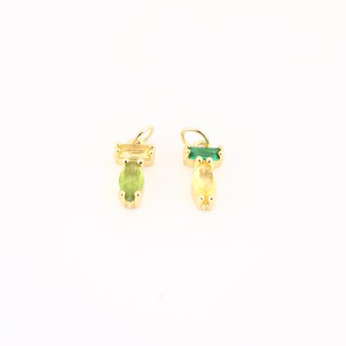 Цирконий Micro Pave латунь подвеска, Латунь, плакирован золотом, DIY & инкрустированное микро кубического циркония, Много цветов для выбора, 18x7x4mm, продается PC