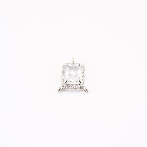 Цирконий Micro Pave латунь подвеска, Латунь, Геометрический узор, Другое покрытие, DIY & инкрустированное микро кубического циркония, 16x12x5mm, продается PC