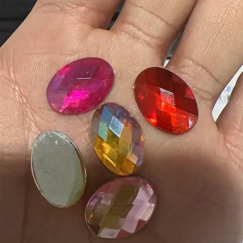 Acrylic Cabochons Oval silver color plated DIY & faceted Sold By Bag