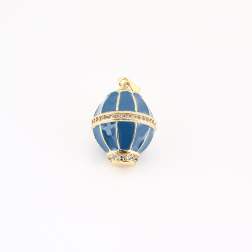 Цирконий Micro Pave латунь подвеска, Латунь, плакирован золотом, DIY & инкрустированное микро кубического циркония & эмаль, 26x15x15mm, продается PC